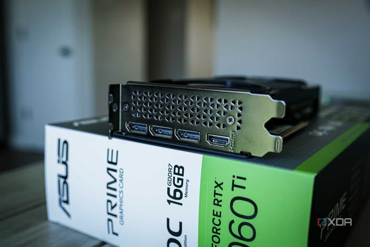 An image of an NVIDIA RTX 5060 Ti GPU on its box.