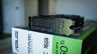 An image of an NVIDIA RTX 5060 Ti GPU on its box.
