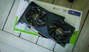 An image of an NVIDIA RTX 5060 Ti GPU resting on its box.