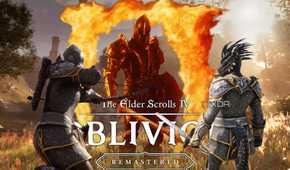 Oblivion Remastered Logo with characters in front