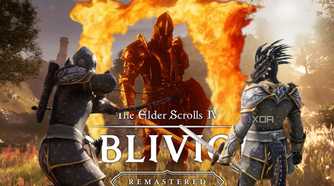 Oblivion Remastered Logo with characters in front