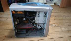 Image of an old PC with open case
