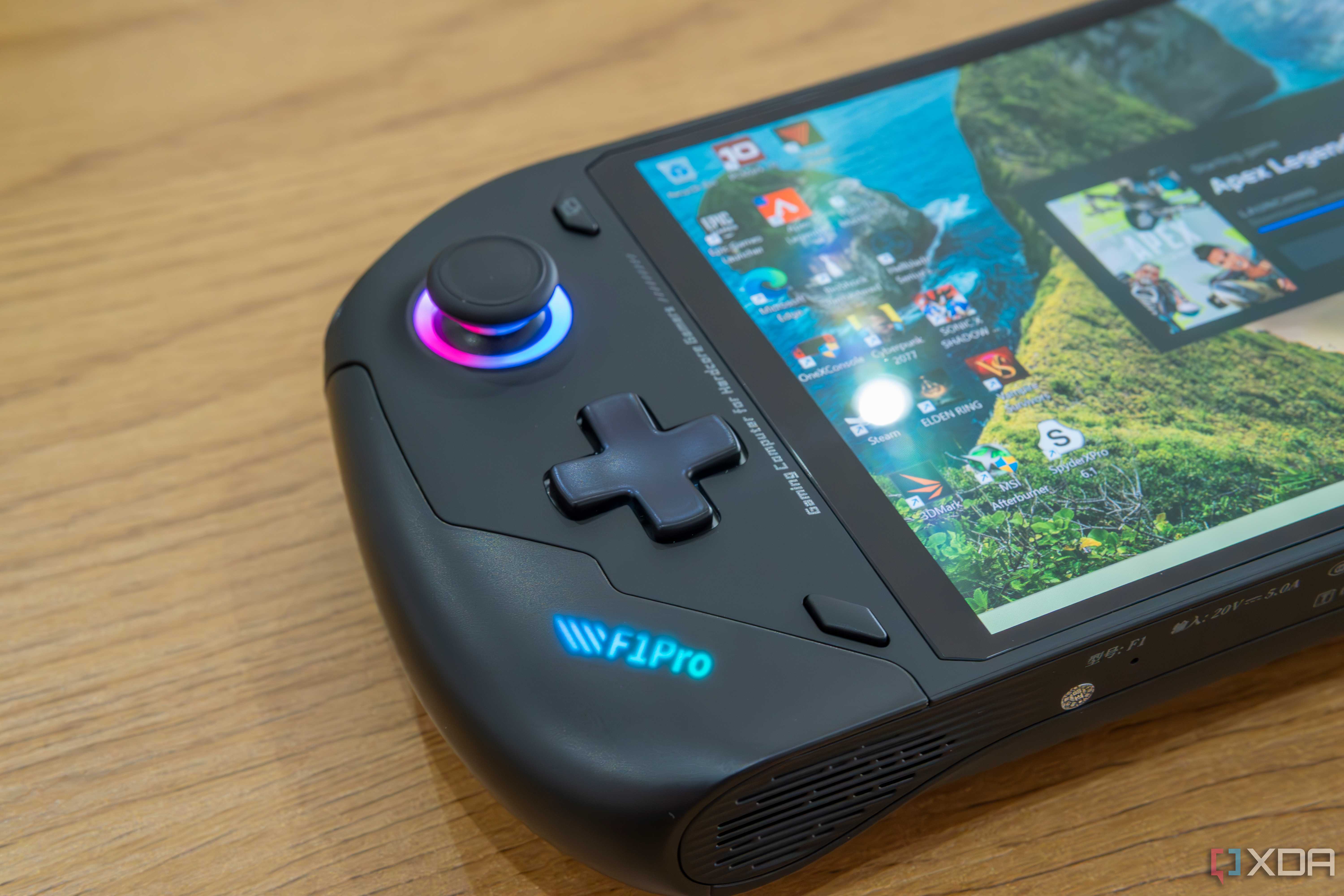 Close-up of the left hand controls on the OneXFly F1 Pro