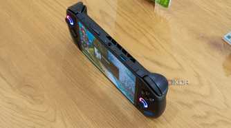 Top-down view of the OneXFly F1 Pro standing up