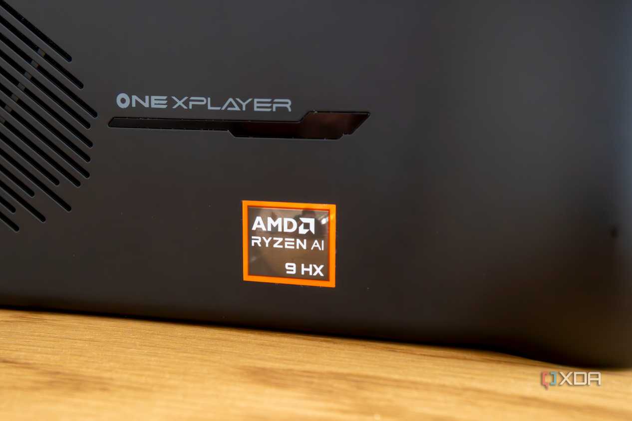 Close-up of the AMD Ryzen AI sticker on the back of the OneXFly F1 Pro