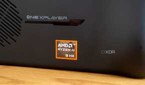 Close-up of the AMD Ryzen AI sticker on the back of the OneXFly F1 Pro