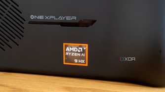 Close-up of the AMD Ryzen AI sticker on the back of the OneXFly F1 Pro