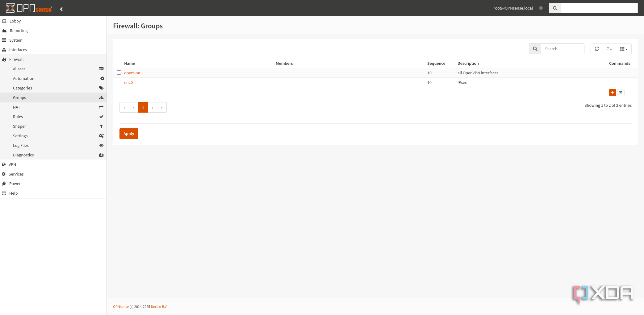 opnsense firewall groups