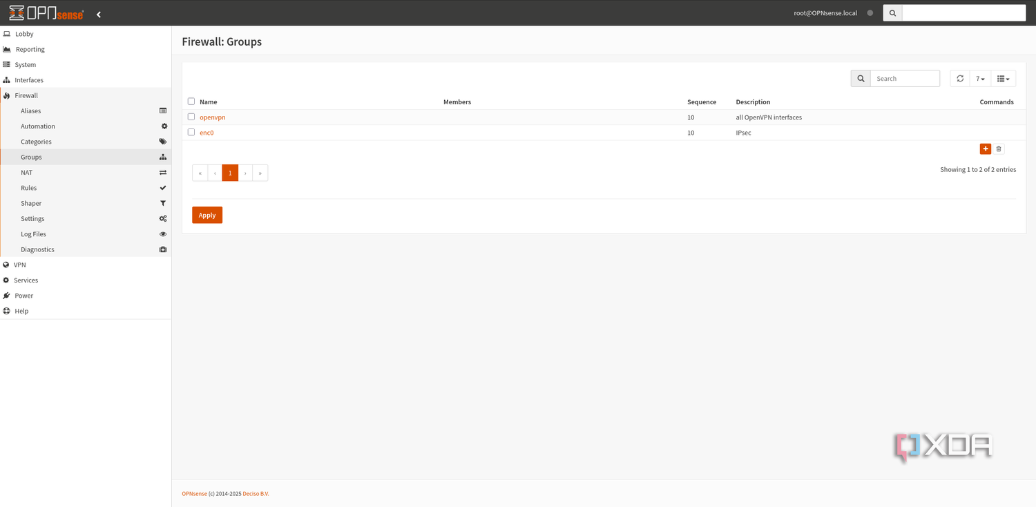 opnsense firewall groups