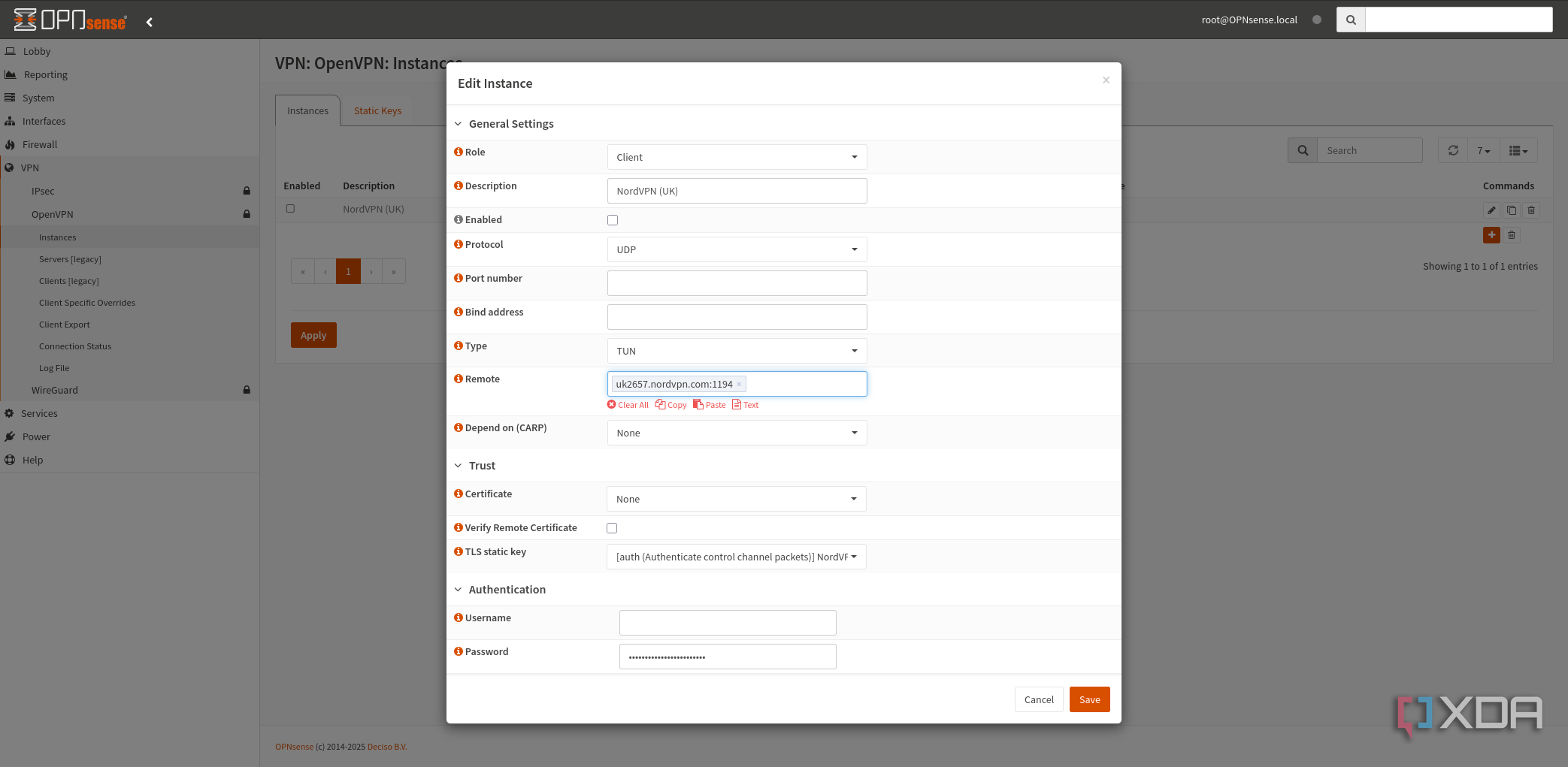OPNseense adding VPN