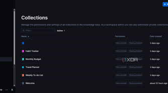 Caption of Outline Collections settings page
