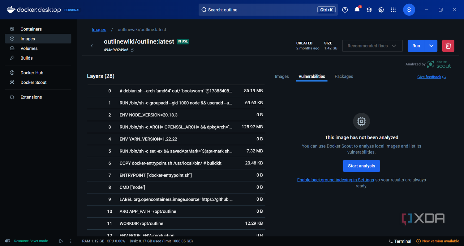 Screenshot of Outline image self-hosted with Docker