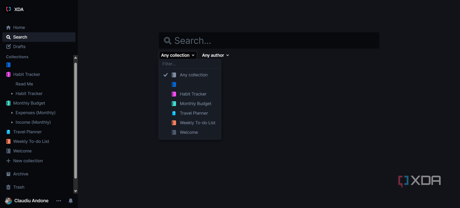 Outline's search interface screenshot