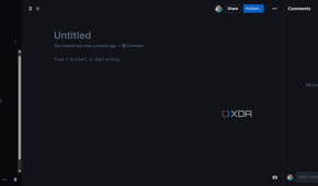 Creating a new Outline document with comments window on the right