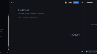 Creating a new Outline document with comments window on the right