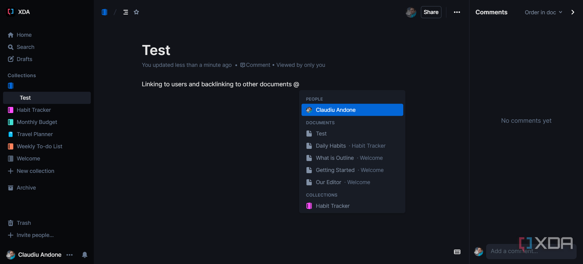 How to use the Outline linking and backlinging feature