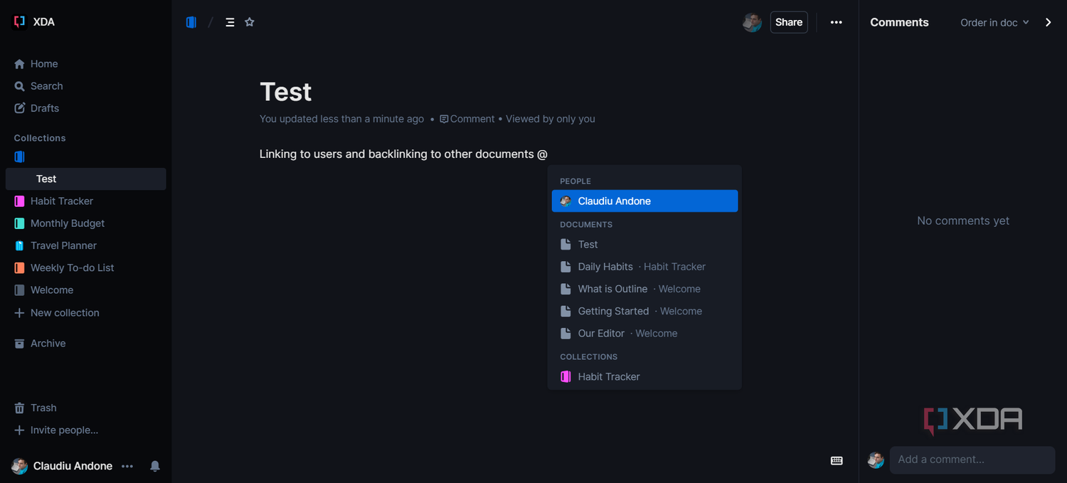How to use the Outline linking and backlinging feature