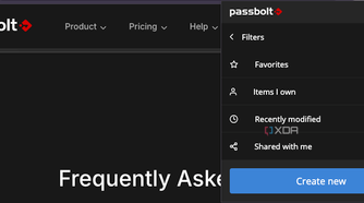 A screenshot of passbolt filters in action.
