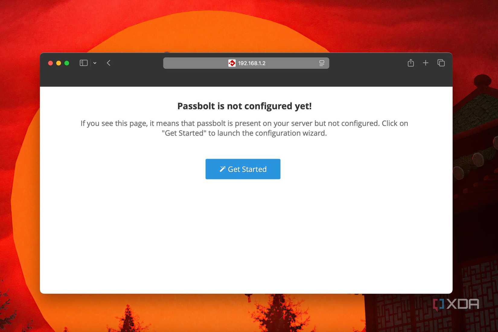 A screenshot of Passbolt Getting Started with configuration in browser