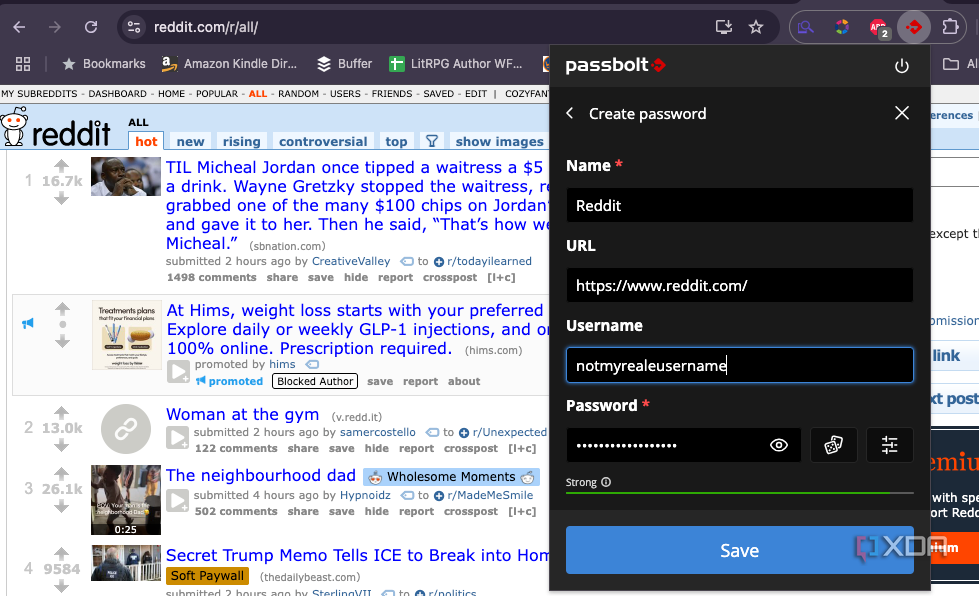 A screenshot of passbolt in action.