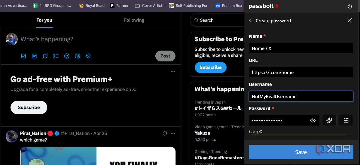 A screenshot of passbolt in action.