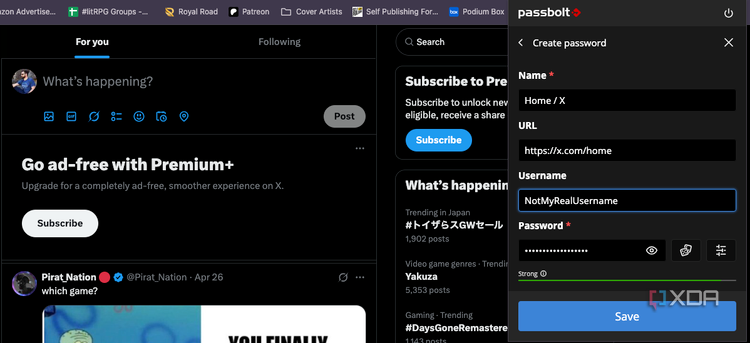 A screenshot of passbolt in action.