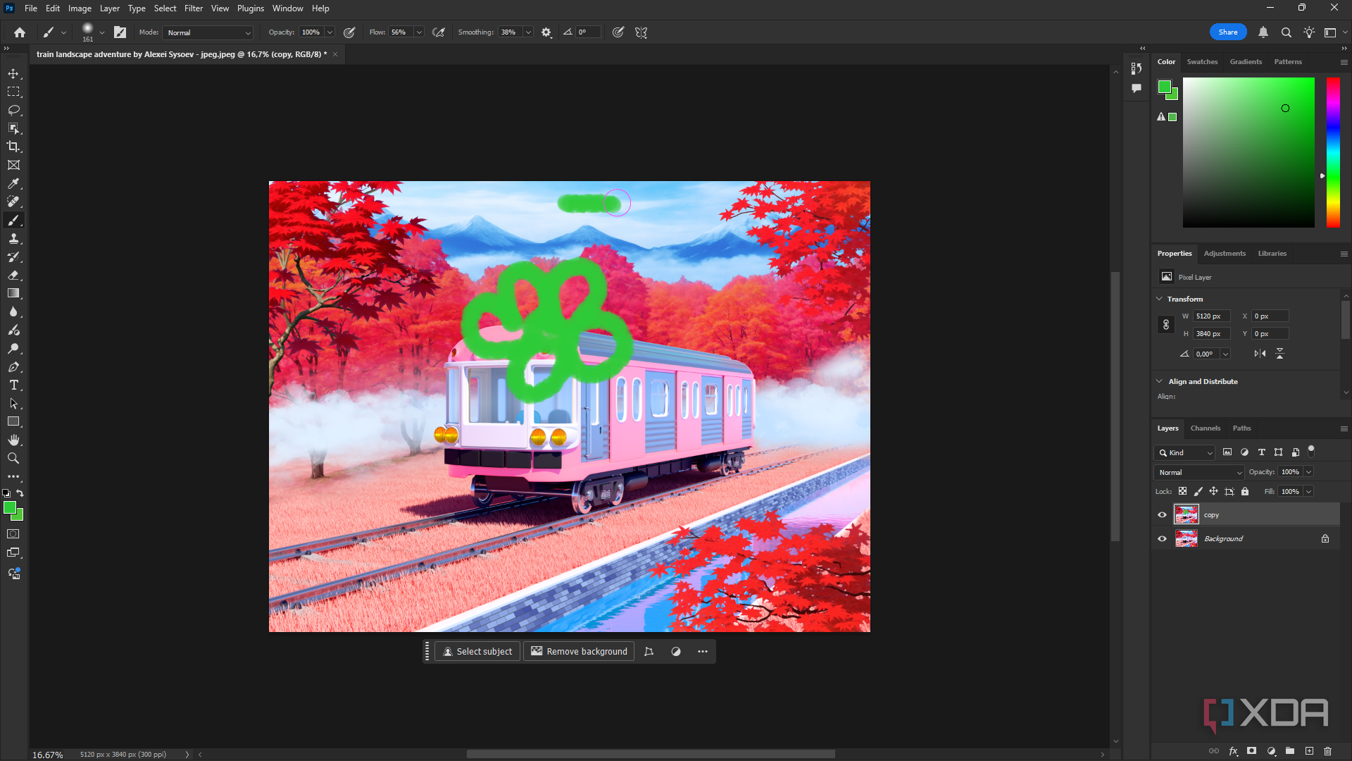 Photoshop using Brush Smoothing