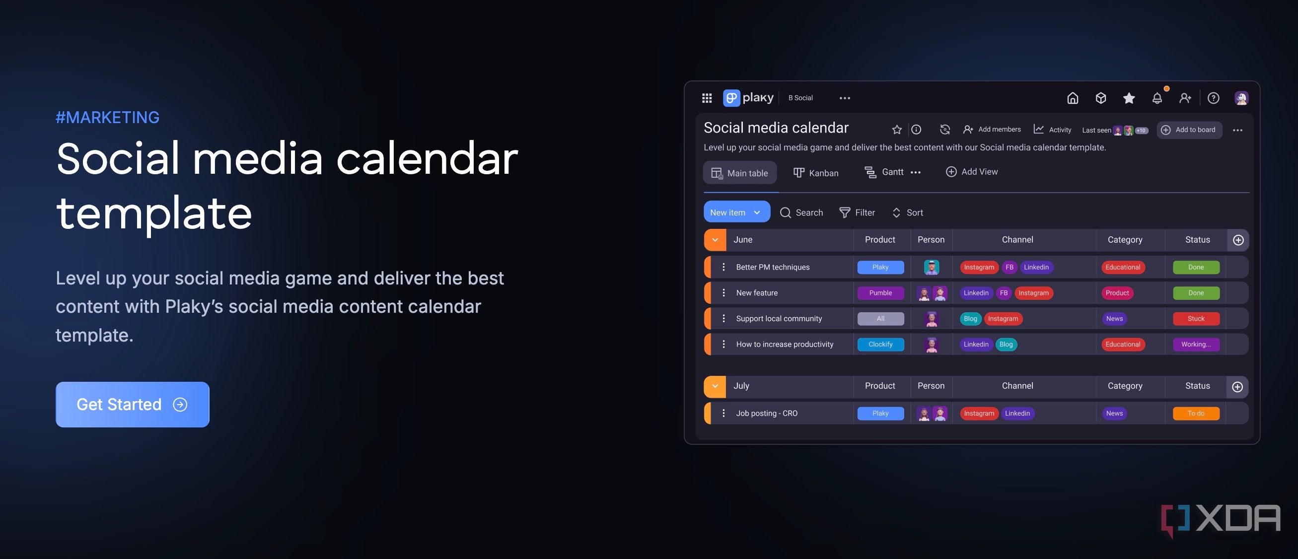 Plaky social media calendar