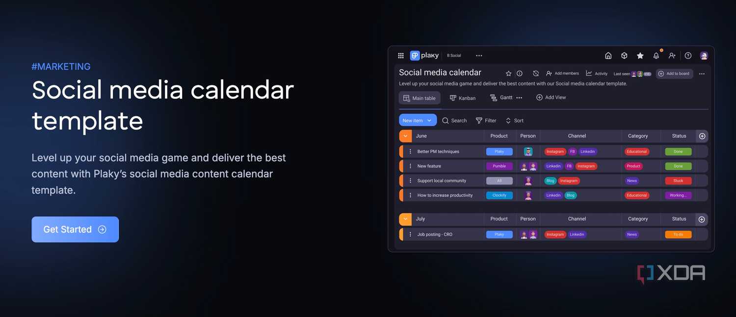 Plaky social media calendar