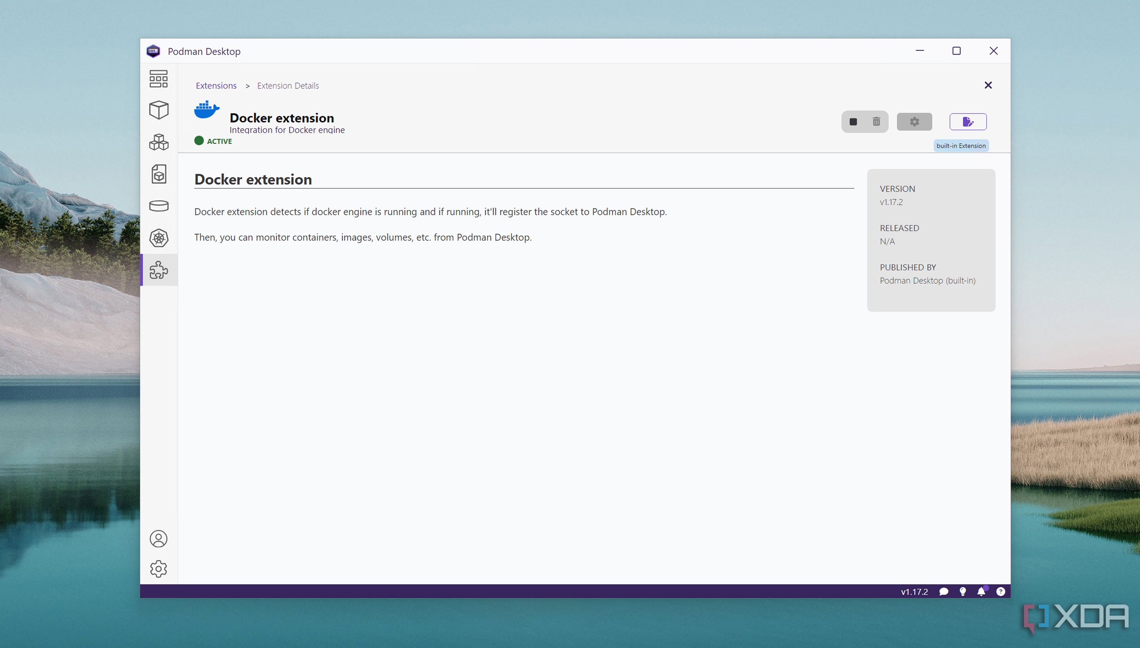 Installing the Docker extension in Podman Desktop