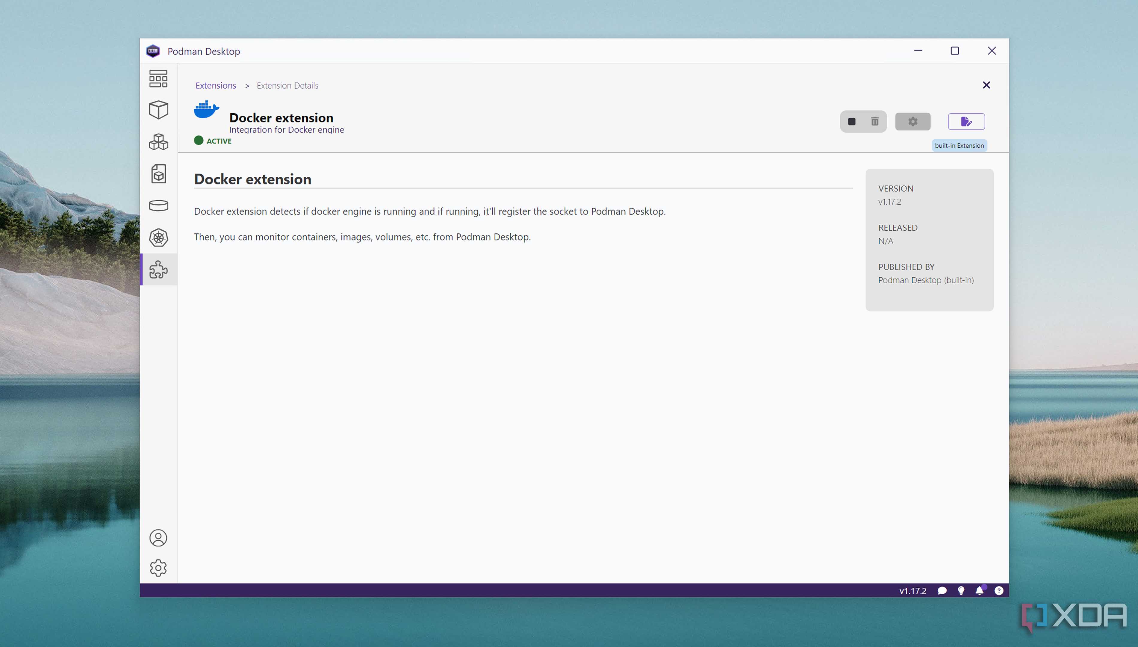 Installing the Docker extension in Podman Desktop