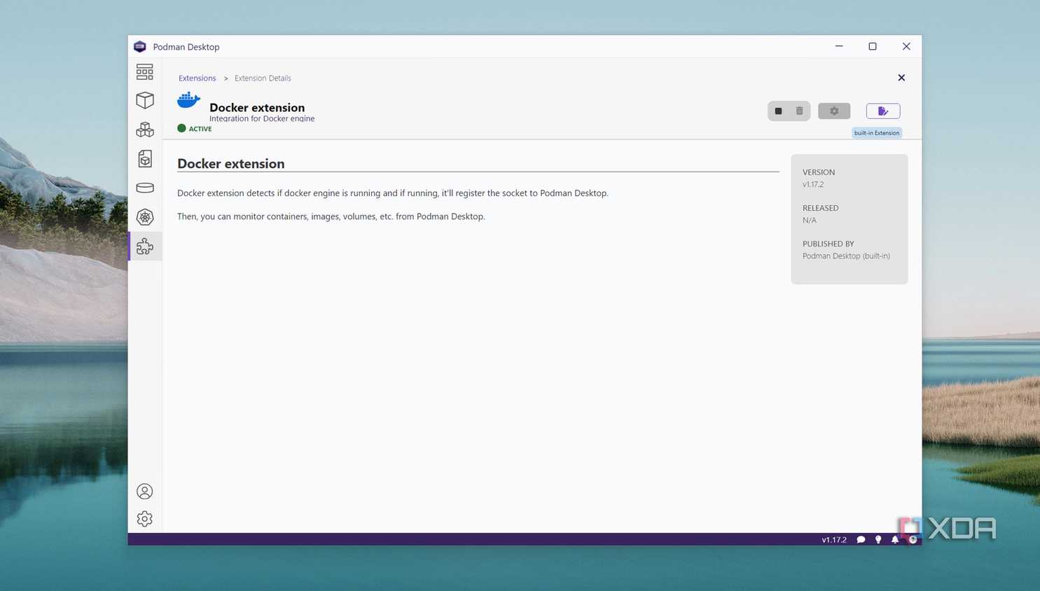 Installing the Docker extension in Podman Desktop