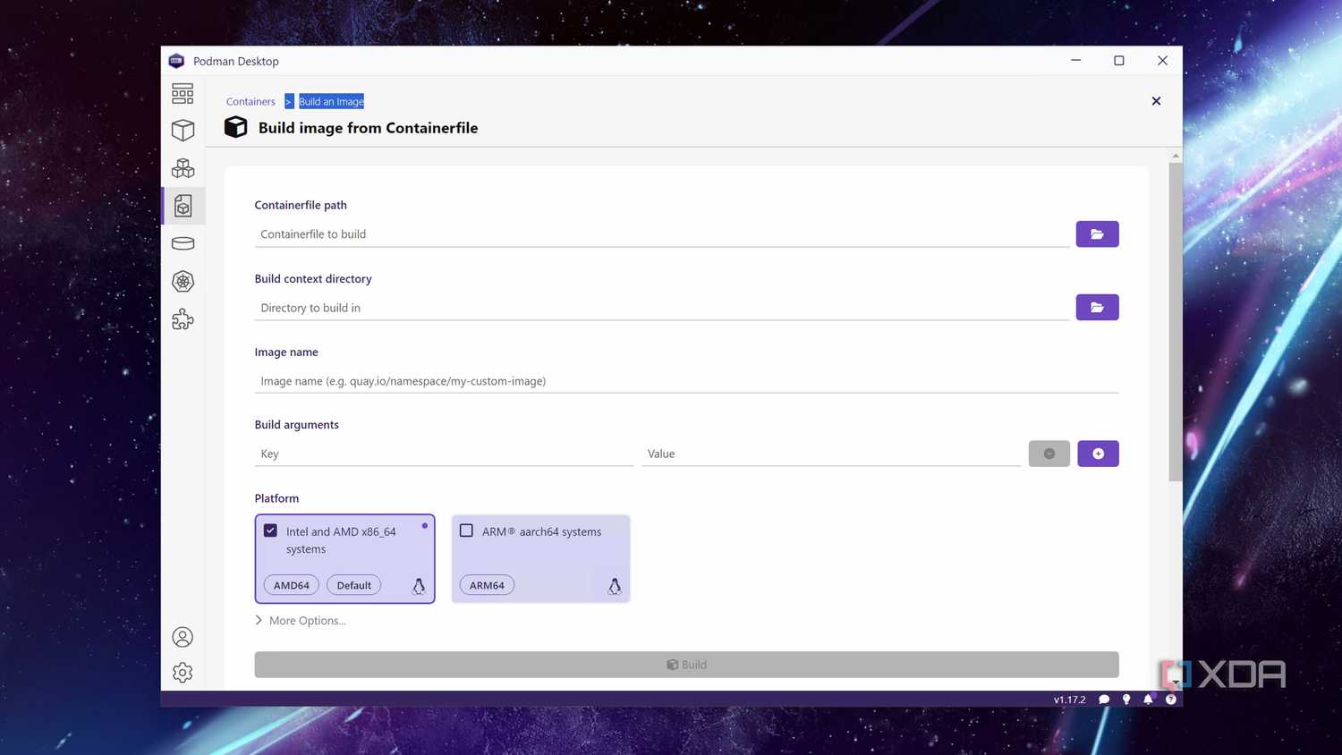 The Image tab in Podman Desktop