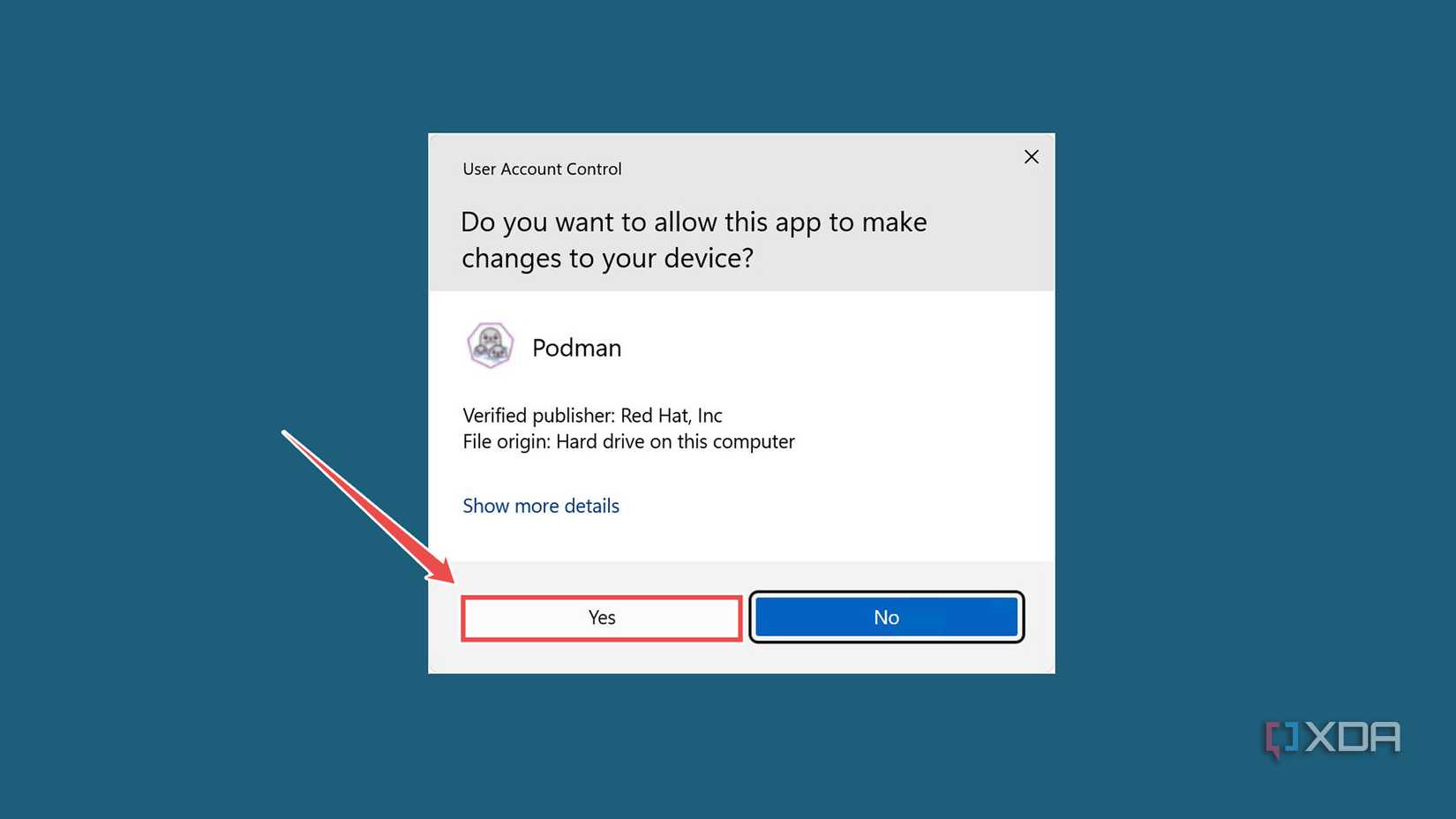 Tapping Yes in the UAC pop-up