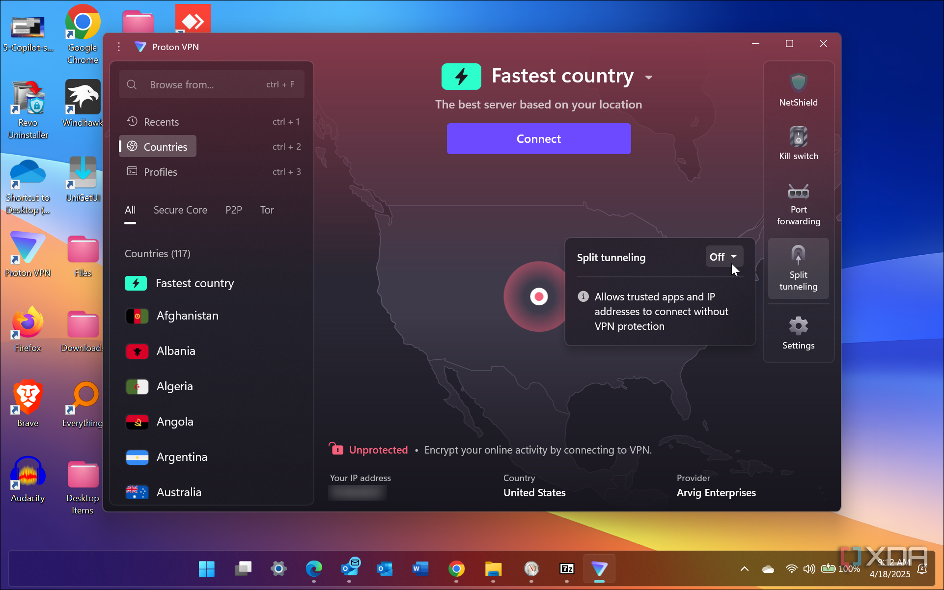 Proton VPN Split Tunneling
