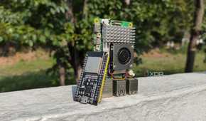 A Raspberry Pi and an ESP32