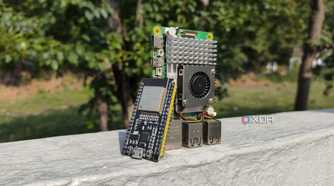 A Raspberry Pi and an ESP32