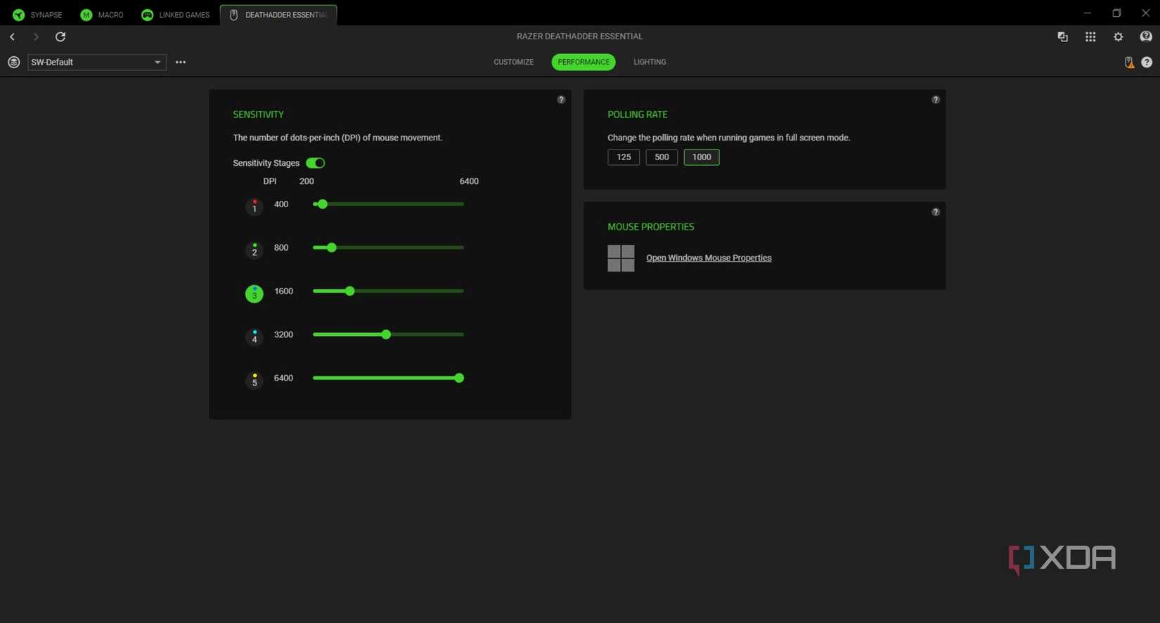 Modo DPI de Razer Deathadder