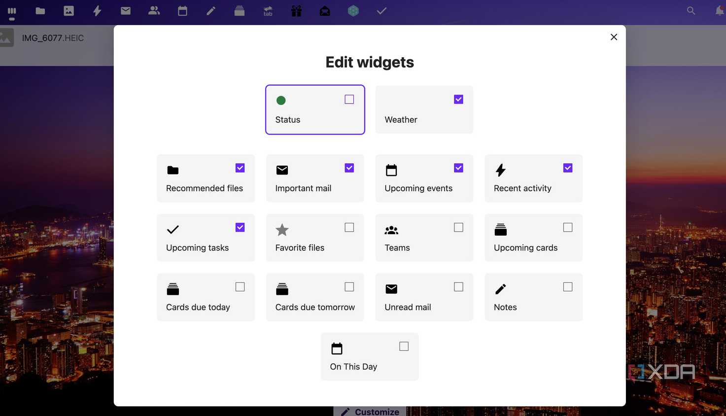 Nextcloud widgets