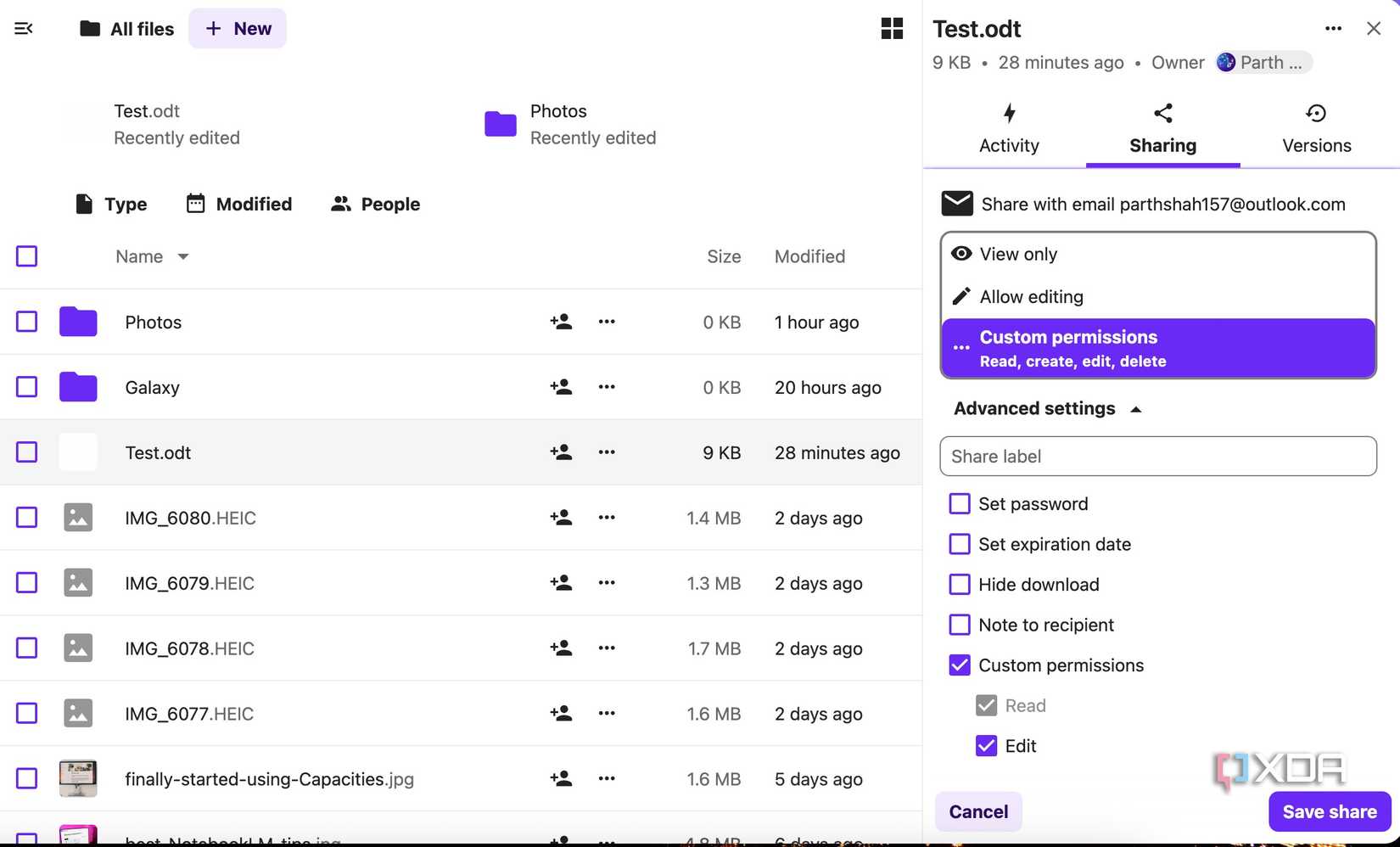 Nextcloud sharing