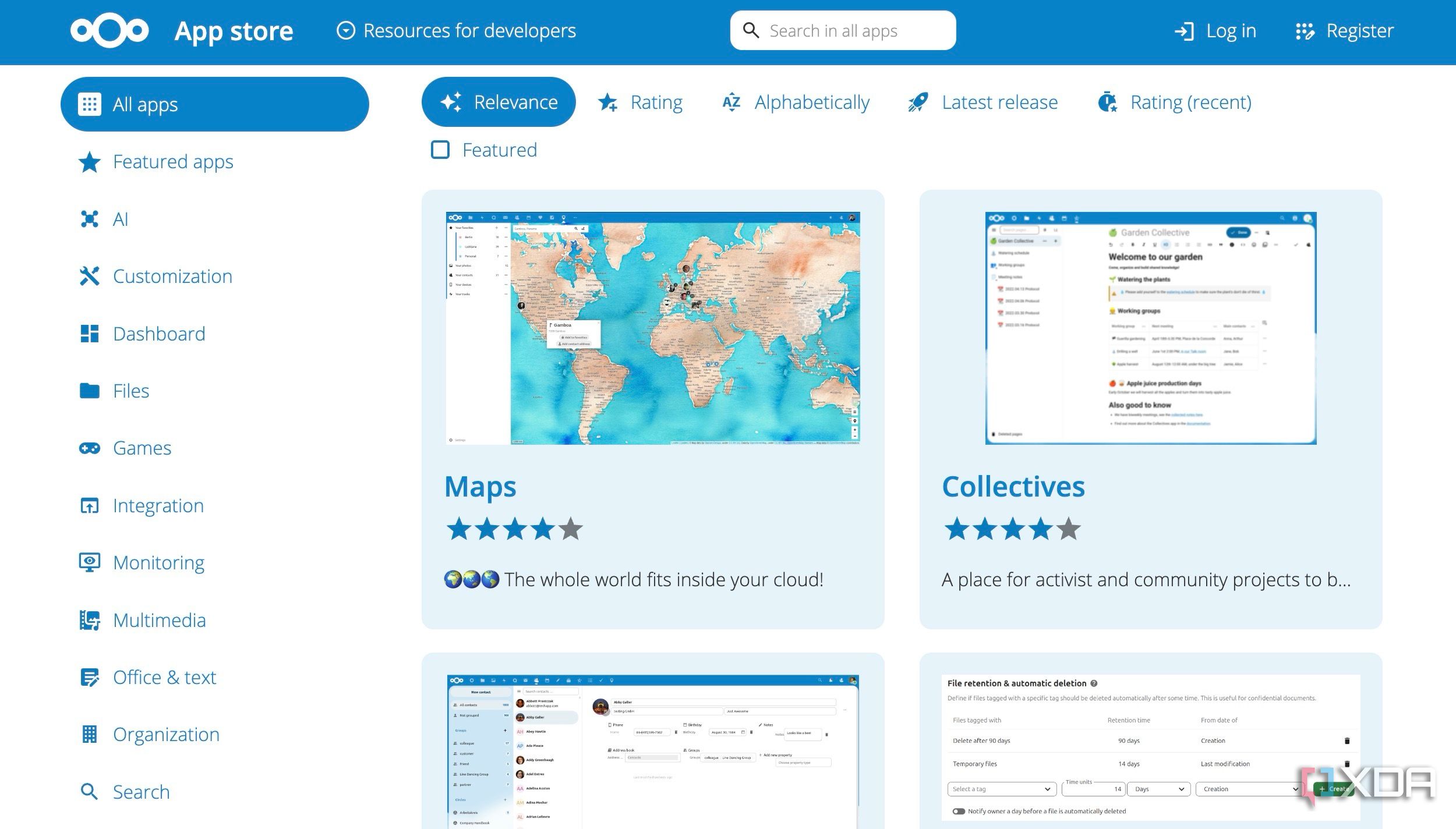 Nextcloud dashboard screenshot