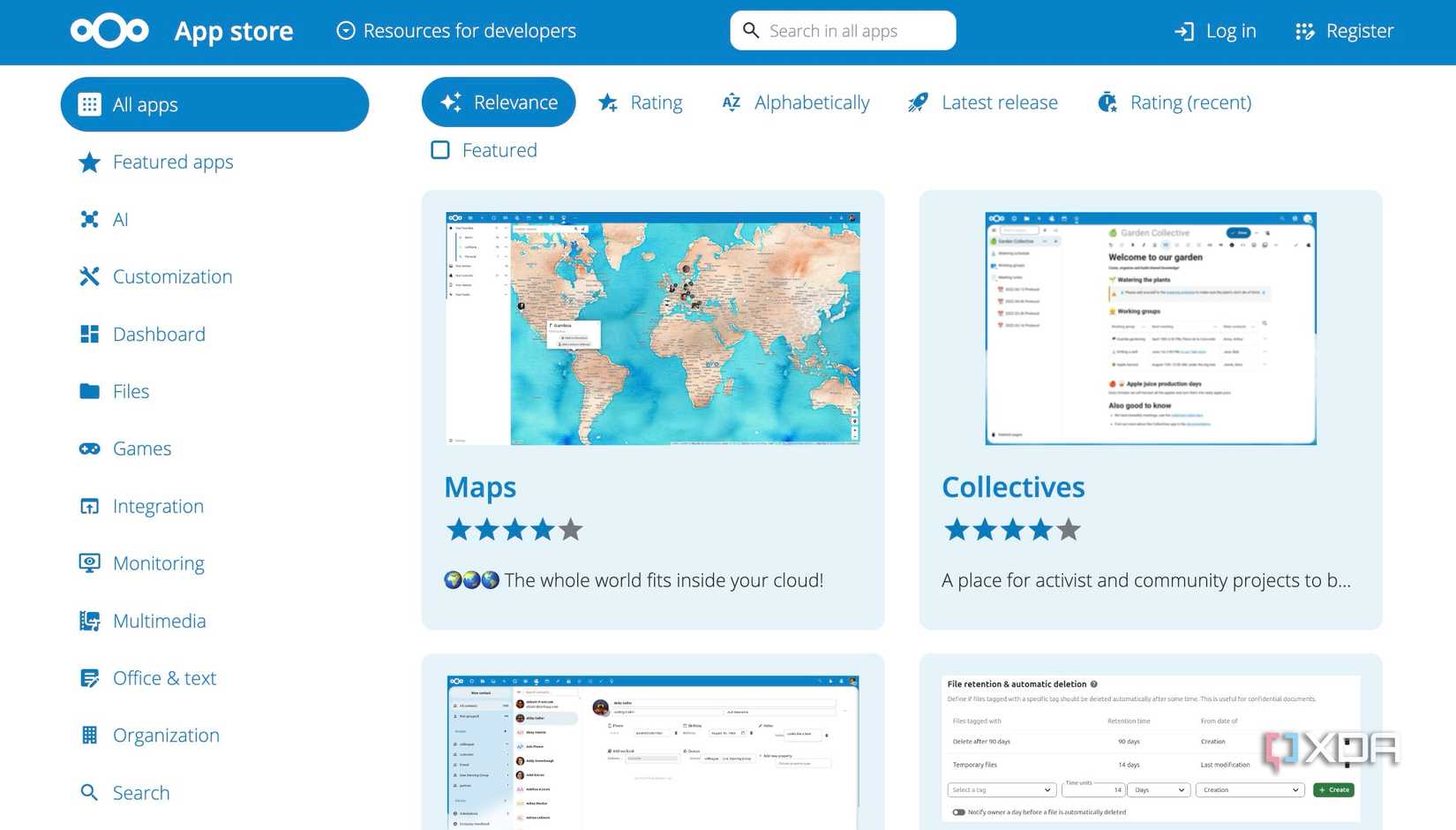 Nextcloud dashboard screenshot