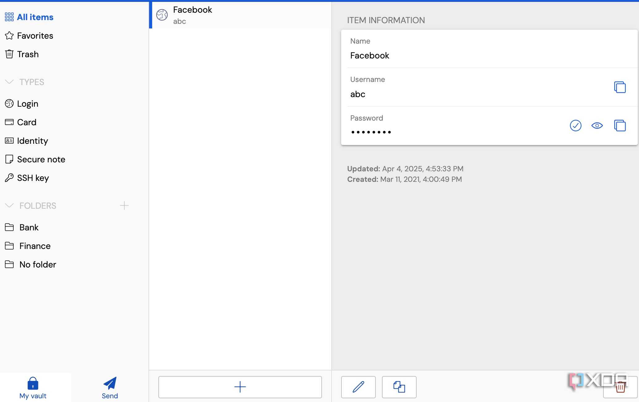 Bitwarden entries