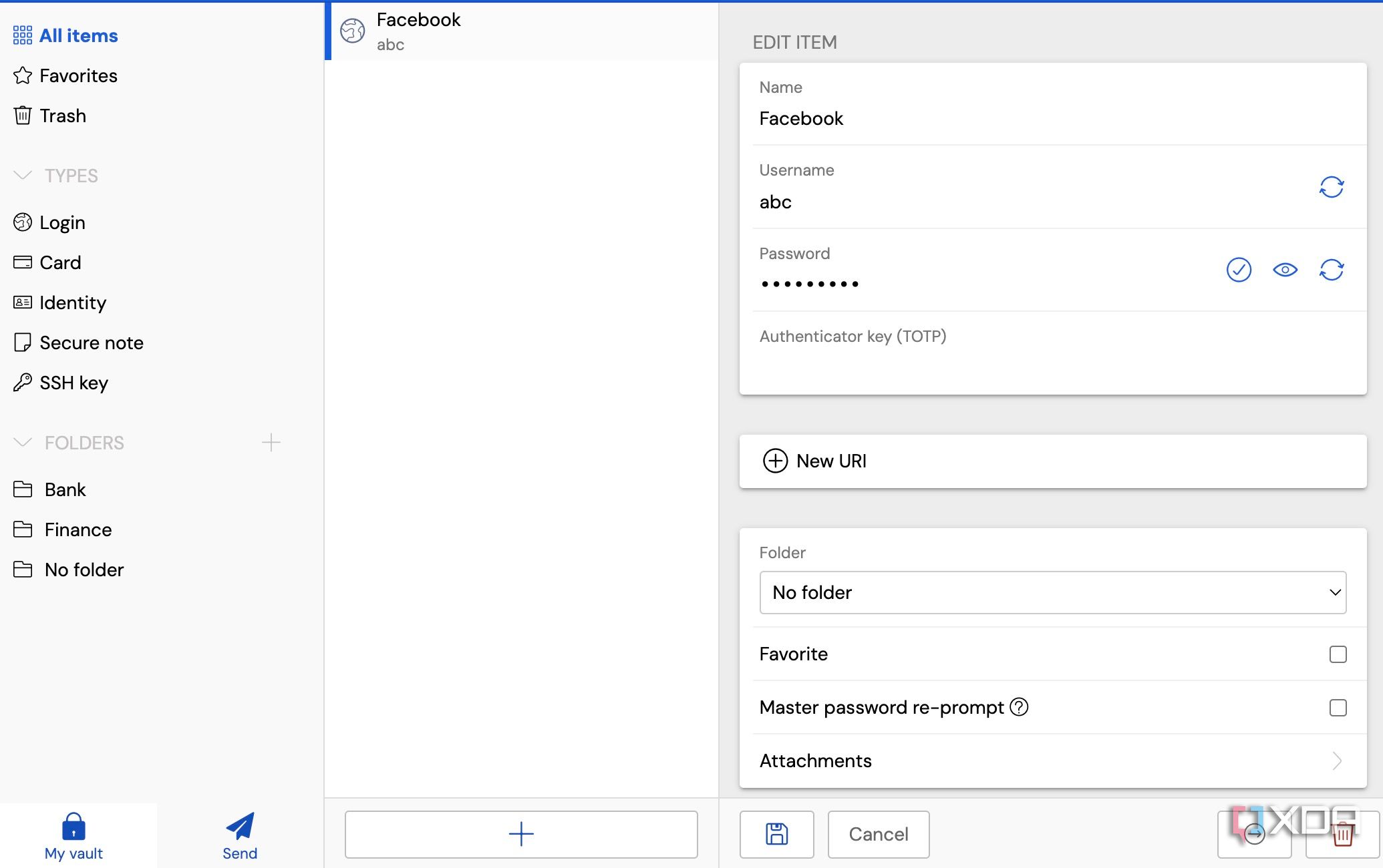 Bitwarden add a new entry