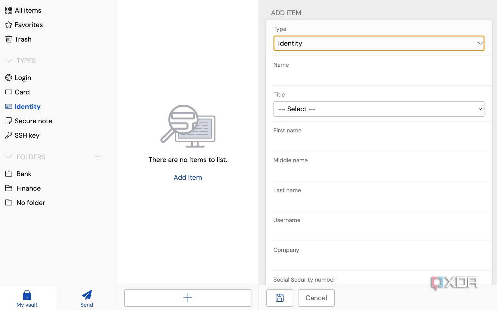 Bitwarden create identity