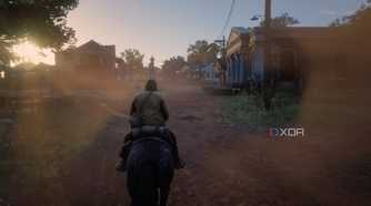 An image from the game Red Dead Redemption 2, showing Arthur Morgan riding a horse.