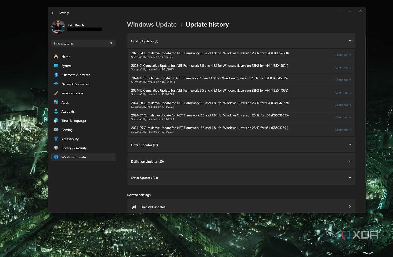 Optional updates in Windows 11. 