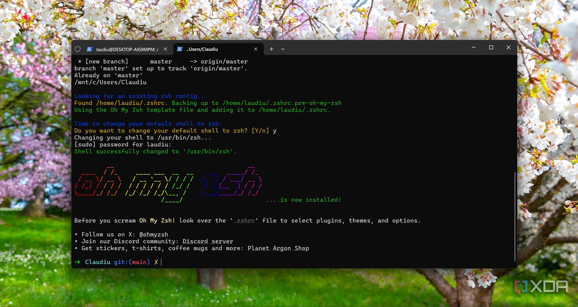 Running Oh my ZSH WSL