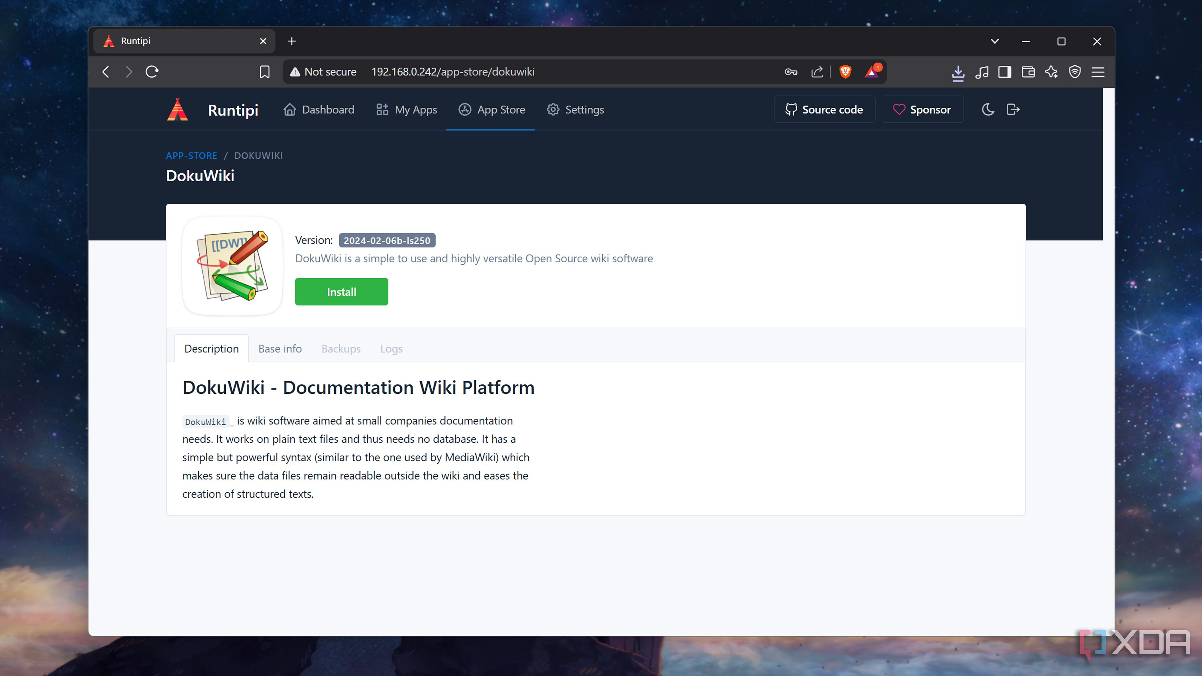 Checking out DokuWiki in Runtipi