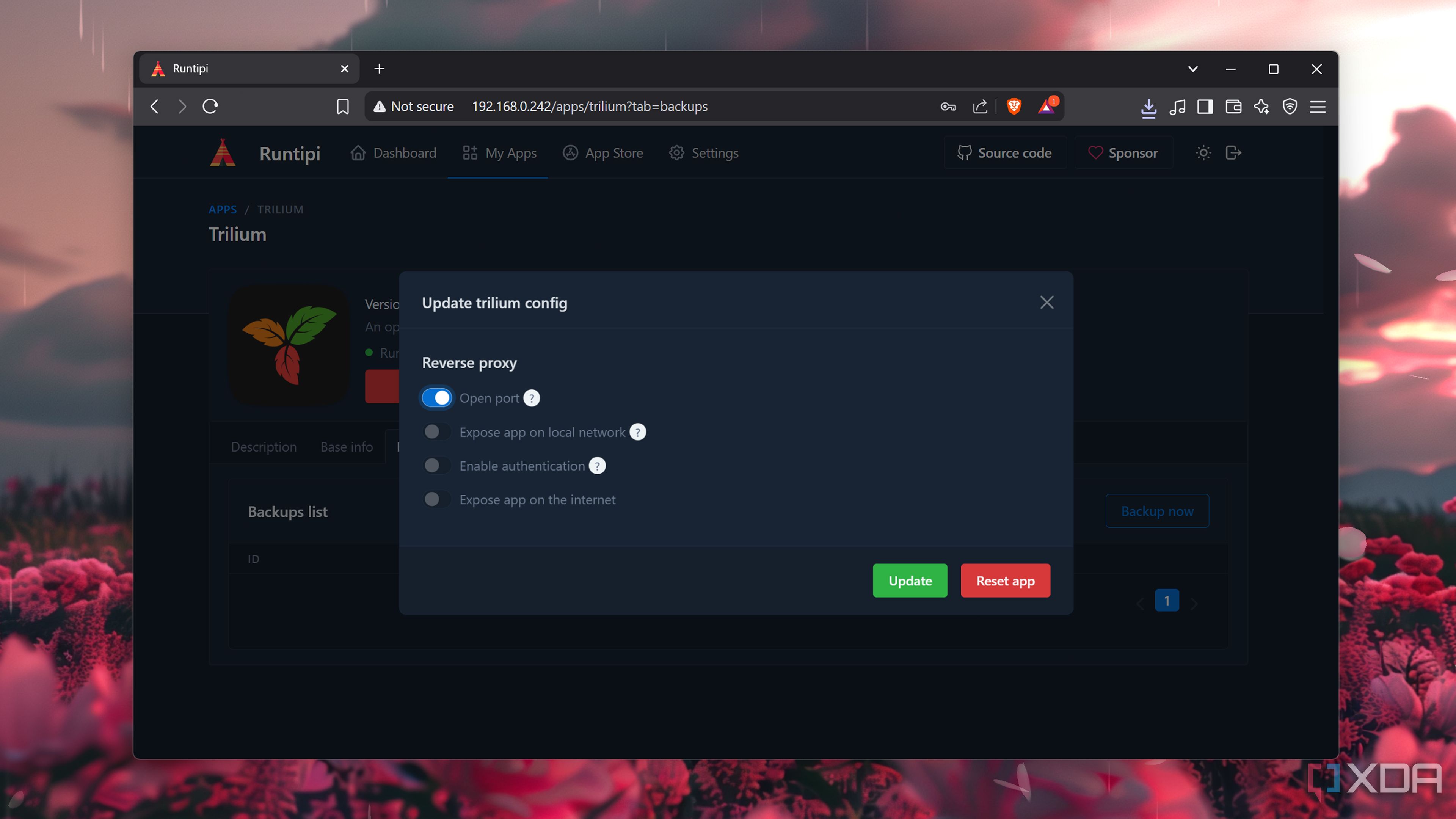 Configuring Trilium in Runtipi